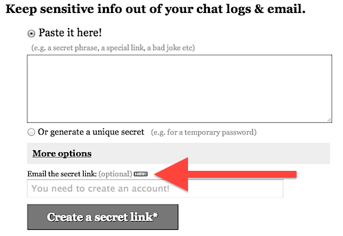 Send a secret link via email